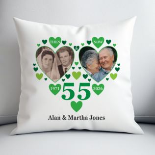 Personalised Then and Now Emerald Anniversary Photo Cushion Product Image