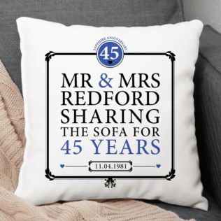 Personalised 45th (Sapphire) Anniversary Sharing the Sofa Cushion Product Image