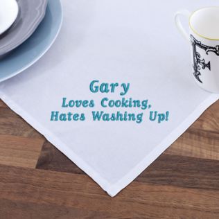 Embroidered Loves Cooking, Hates Washing Up Tea Towel Product Image