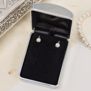 Pearl Earrings in Engraved Gift Box Product Image