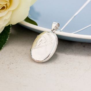 Sterling Silver Oval Double Photo Locket with Personalised Gift Box Product Image