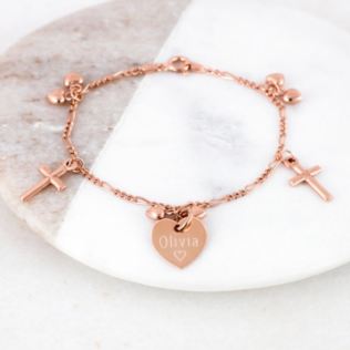 Personalised Rose Gold Plated Charm Bracelet Product Image