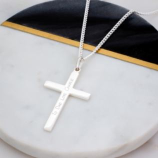 Personalised Mens Sterling Silver Cross & Chain Product Image