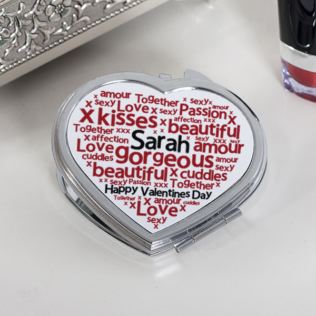 Personalised Valentine's Day Heart Handbag Mirror Product Image
