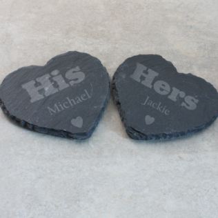 Pair of His and Hers Personalised Slate Coasters Product Image