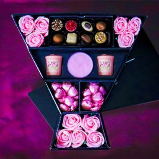 Pink Roses & Yankee Candle Bouquet with Truffles Product Image