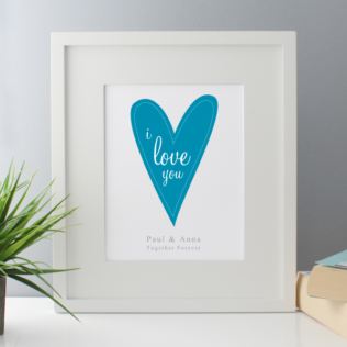 I Love You Personalised Framed Print - Blue Product Image