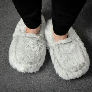 Plush Grey Microwavable Slippers Product Image