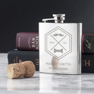 Engraved Legend Dad's Silver Hip Flask Product Image