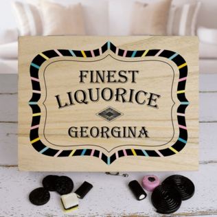 Personalised Finest Liquorice Wooden Sweet Box Product Image