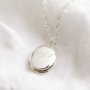 Personalised Silver Oval Locket Necklace Product Image