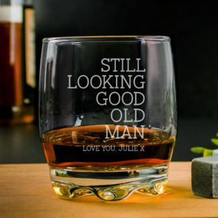 Personalised Still Looking Good Old Man Whisky Tumbler Product Image