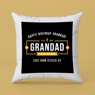 Personalised Luxury Grandad Black Cushion Product Image