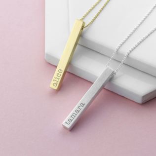 Personalised Matt Vertical Bar Necklace Product Image