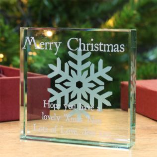 Personalised Merry Christmas Glass Keepsake Product Image