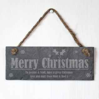 Personalised Merry Christmas Slate Plaque Product Image