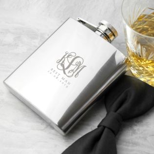 Monogrammed 6oz Hip Flask for Best Man Product Image