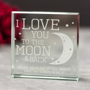 Personalised I Love You To The Moon And Back Glass Keepsake Product Image