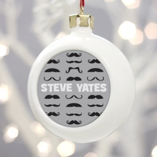Personalised Moustache Christmas Bauble Product Image