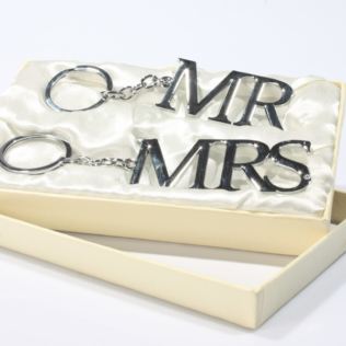 Mr & Mrs Silver Plated Keyrings Product Image