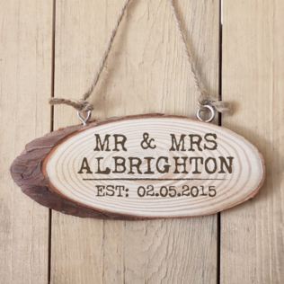 Personalised Mr and Mrs Established Wooden Hanging Plaque Product Image