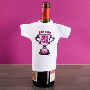 Mum of the Year Award Wine Bottle T-Shirt Product Image