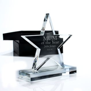 Mum of the Year Personalised Crystal Star Award Product Image