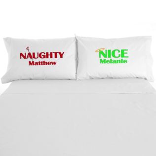 Valentines Day Personalised Naughty & Nice Pillowcases Product Image