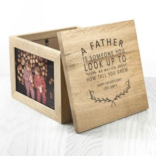 Personalised A Truly Amazing Dad Oak Photo Keepsake Box Product Image