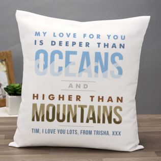 Personalised Oceans And Mountains Cushion Product Image