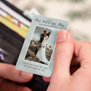 Personalised Our Wedding Day Metal Wallet Card Product Image