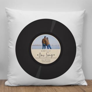 Personalised Our Song Record Photo Upload Cushion Product Image