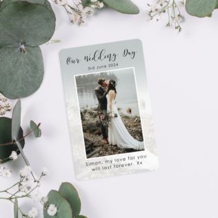 Personalised Our Wedding Day Metal Wallet Card Product Image