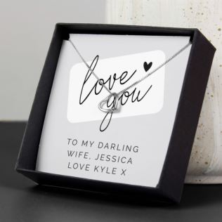 Personalised Love you Sentiment Silver Tone Necklace and Box Product Image