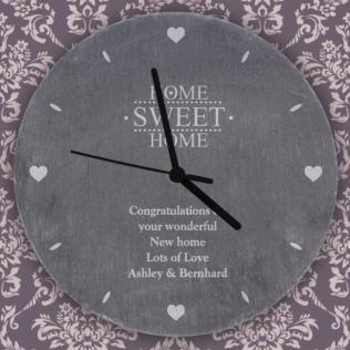 Personalised Home Sweet Home Slate Clock Product Image