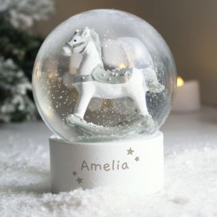 Personalised Name Only Rocking Horse Glitter Snow Globe Product Image