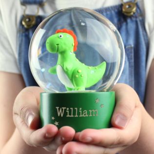 Personalised Name Only Dinosaur Glitter Snow Globe Product Image