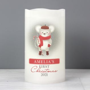 Personalised '1st Christmas' Mouse Nightlight LED Candle Product Image