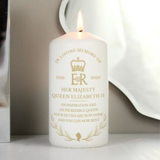 Personalised Queens Commemorative Wreath Pillar Candle Product Image