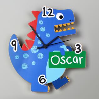 Personalised Dinosaur Shape Wooden Clock Product Image