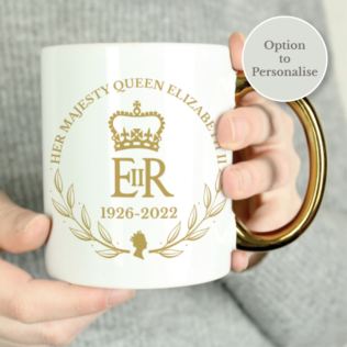 Personalised Queens Commemorative Wreath Gold Handle Mug Product Image