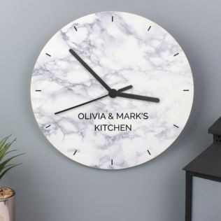 Personalised Marble Effect Wooden Clock Product Image