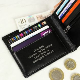Personalised Free Text Black Leather Wallet Product Image