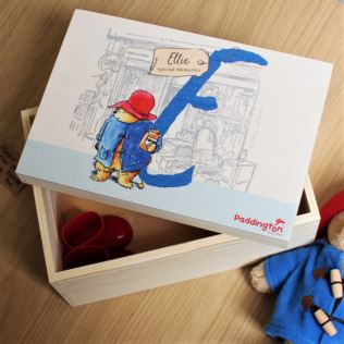 Personalised Paddington Bear Initial Wooden Memory Box Product Image