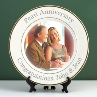 Personalised Pearl Wedding Anniversary Photo Plate Product Image