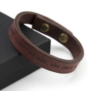 Personalised Men's Brown Leather Bracelet Product Image