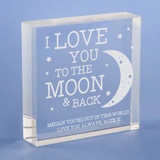 Personalised I Love You To The Moon And Back Glass Keepsake Product Image