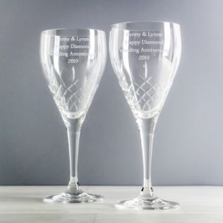 Personalised Cut Crystal Wine Glasses Product Image