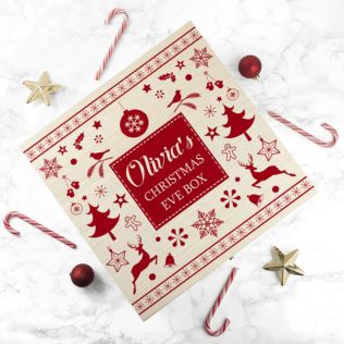 Personalised Festive Scandi Print Christmas Eve Box Product Image