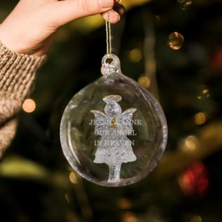 Personalised In Loving Memory Glass Angel Bauble Product Image
